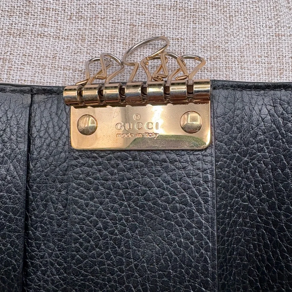 Gucci GG Canvas & Black Leather Key Holder